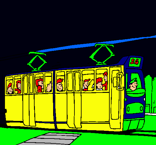 Dibujo Tranvía con pasajeros pintado por angel123