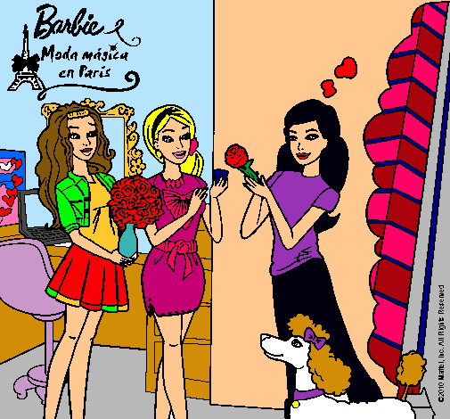 Dibujo Barbie de compras con sus amigas pintado por Amadix