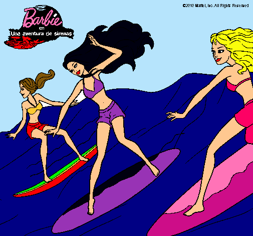 Dibujo Barbie de nuevo con sus amigas pintado por Amadix