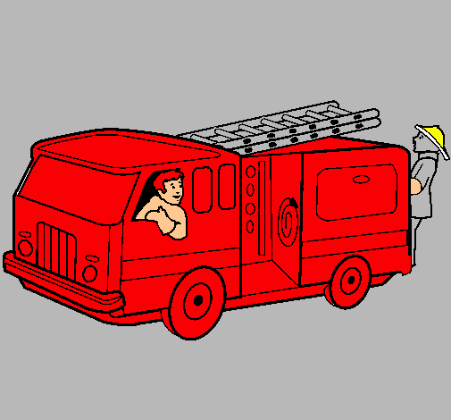 Dibujo Bomberos en el camión pintado por angel123
