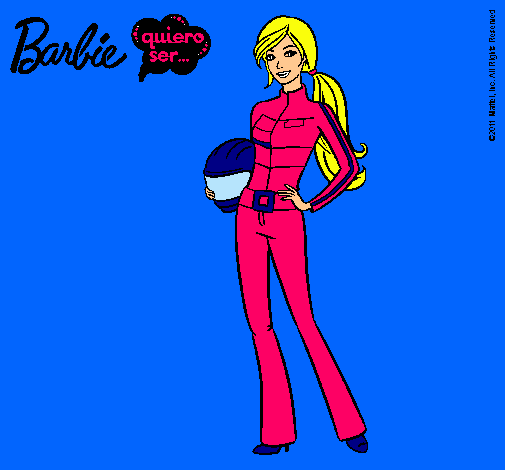 Dibujo Barbie piloto de motos pintado por Lokitha