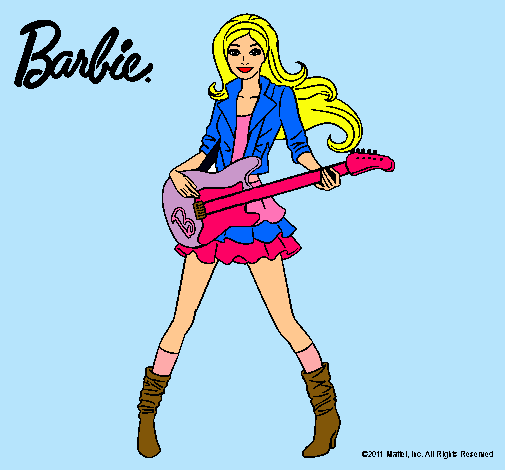 Dibujo Barbie guitarrista pintado por lauravera