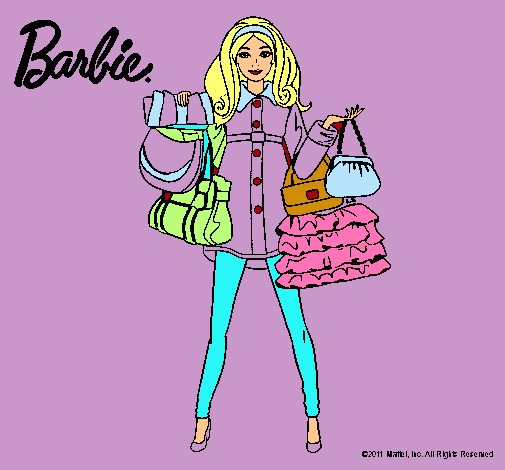 Dibujo Barbie de compras pintado por valerina10