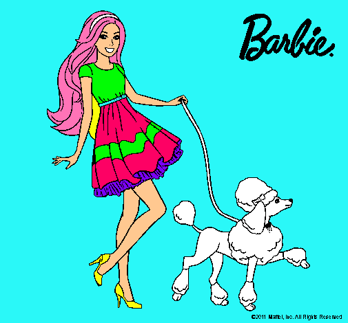 Dibujo Barbie paseando a su mascota pintado por axel21boyfro