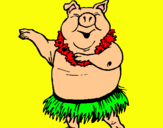 Dibujo Cerdo hawaiano pintado por chancho
