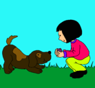 Dibujo Niña y perro jugando pintado por vickita