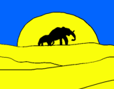Dibujo Elefante en el amanecer pintado por LUIYI