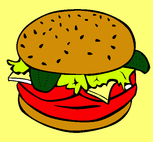 Dibujo Hamburguesa completa pintado por bonie