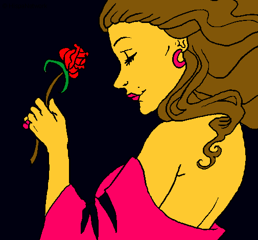 Dibujo Princesa con una rosa pintado por Ilaahn