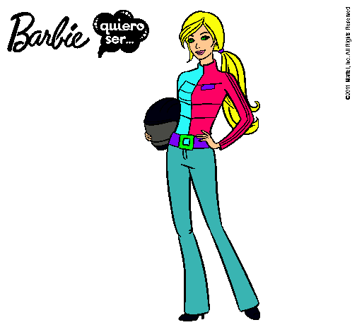 Dibujo Barbie piloto de motos pintado por LAURACAMINO