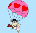 Dibujo Cupido en paracaídas pintado por lapoetapr