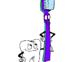 Dibujo Muela y cepillo de dientes pintado por susans