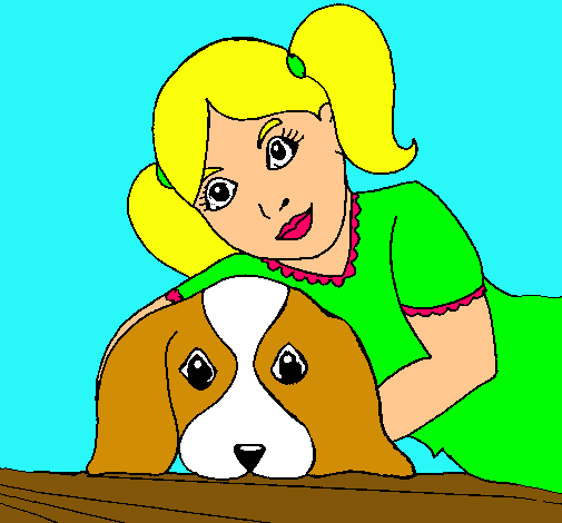 Dibujo Niña abrazando a su perro pintado por princesss