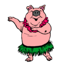 Dibujo Cerdo hawaiano pintado por porky