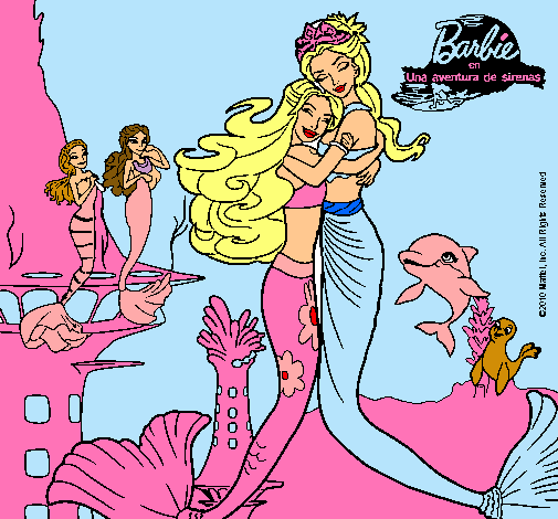 Dibujo Barbie sirena y la reina sirena pintado por lauravera