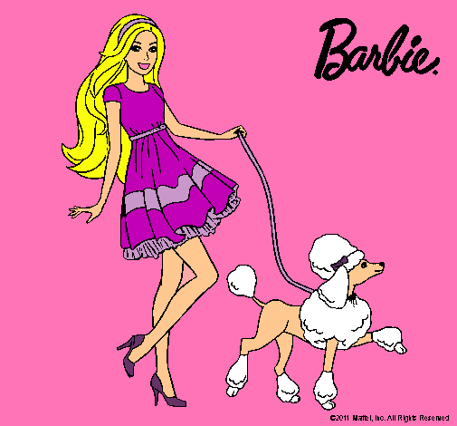 Dibujo Barbie paseando a su mascota pintado por nadia501