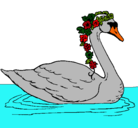Dibujo Cisne con flores pintado por DE.