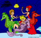 Dibujo Sirenas y caballitos de mar pintado por Gianna