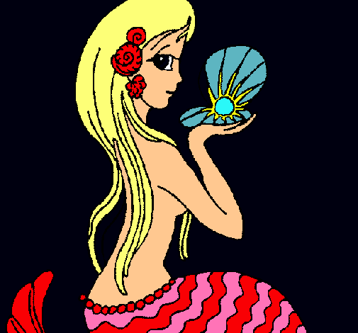 Dibujo Sirena y perla pintado por smv4