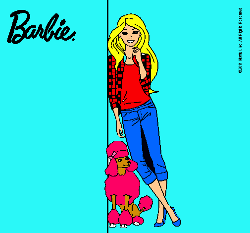 Dibujo Barbie con cazadora de cuadros pintado por guapetona