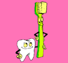 Dibujo Muela y cepillo de dientes pintado por piopiopiopio