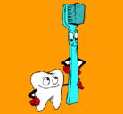 Dibujo Muela y cepillo de dientes pintado por gseo