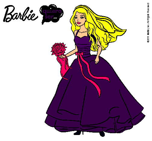 Dibujo Barbie vestida de novia pintado por Alejandras