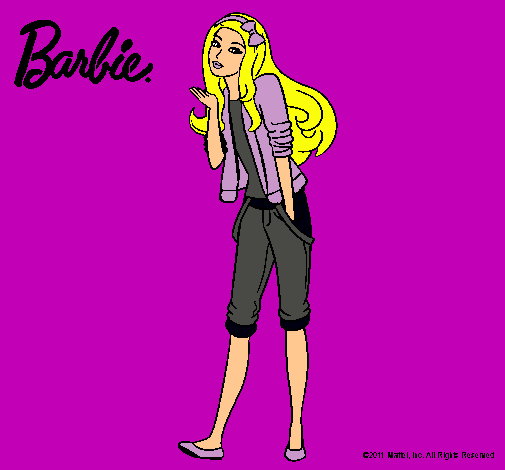 Dibujo Barbie con look casual pintado por Gianna