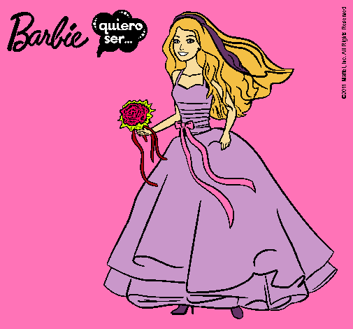 Dibujo Barbie vestida de novia pintado por Mariona3OOO