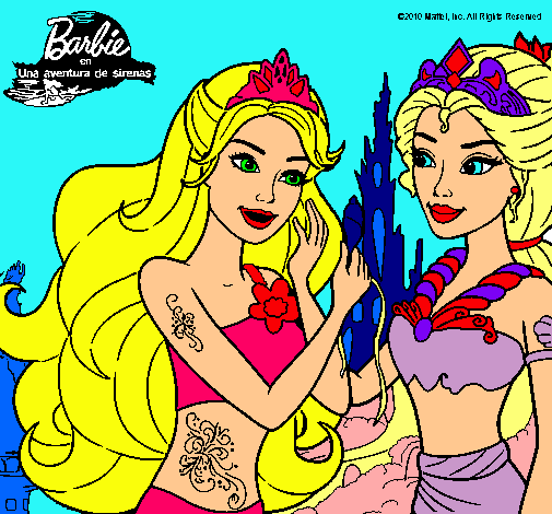 Dibujo Barbie se despiede de la reina sirena pintado por iraitxa