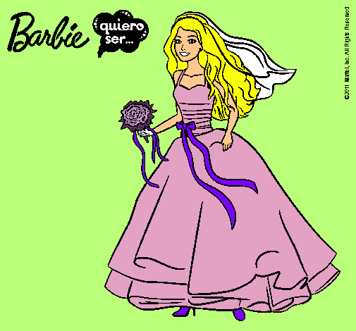 Dibujo Barbie vestida de novia pintado por lili3421