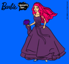 Dibujo Barbie vestida de novia pintado por novia