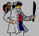 Dibujo Pirata con un loro pintado por fredyruiz
