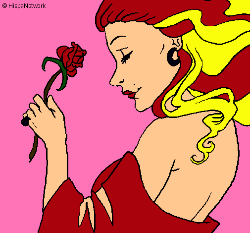 Dibujo Princesa con una rosa pintado por yessiiredp