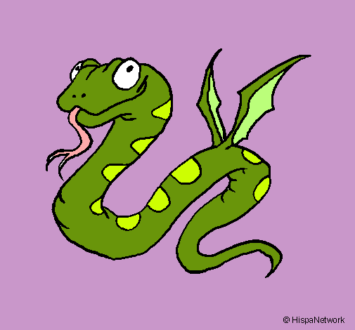 Dibujo Serpiente con alas pintado por obran