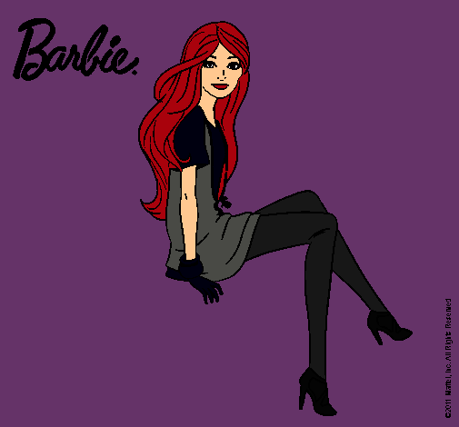 Dibujo Barbie sentada pintado por yessiiredp