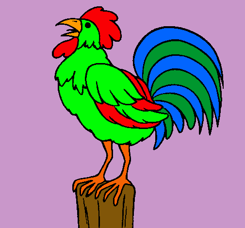 Dibujo Gallo cantando pintado por jhaimar