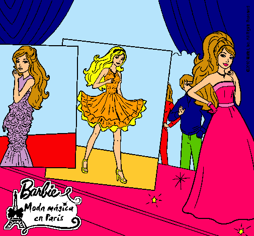 Dibujo Barbie, desfilando por la pasarela pintado por Gianna