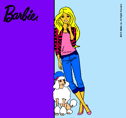 Dibujo Barbie con cazadora de cuadros pintado por Mica_L