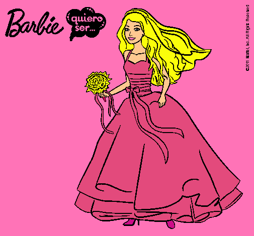 Dibujo Barbie vestida de novia pintado por Gianna
