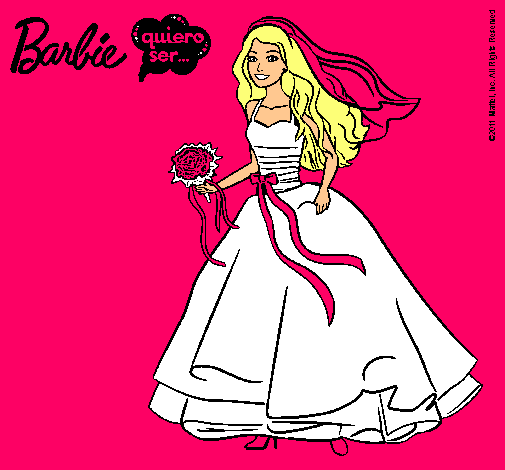 Dibujo Barbie vestida de novia pintado por Aidi