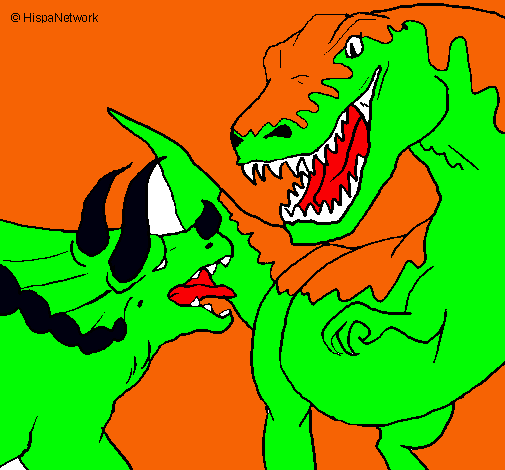 Dibujo Lucha de dinosaurios pintado por kevin-osiris-