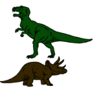 Dibujo Triceratops y tiranosaurios rex pintado por DINOSAURIOS1