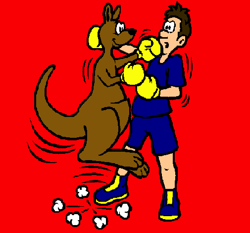 Dibujo Canguro boxeador pintado por compludo