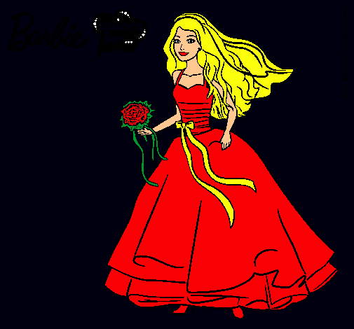 Dibujo Barbie vestida de novia pintado por amalia