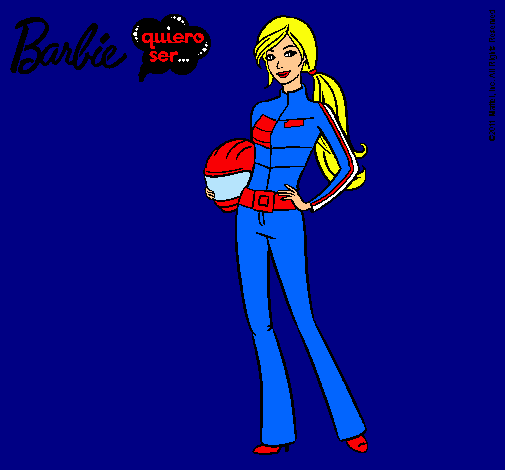 Dibujo Barbie piloto de motos pintado por amalia