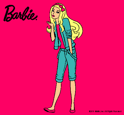 Dibujo Barbie con look casual pintado por Aidi