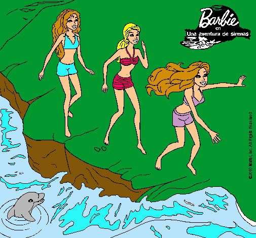 Dibujo Barbie y sus amigas en la playa pintado por maria11