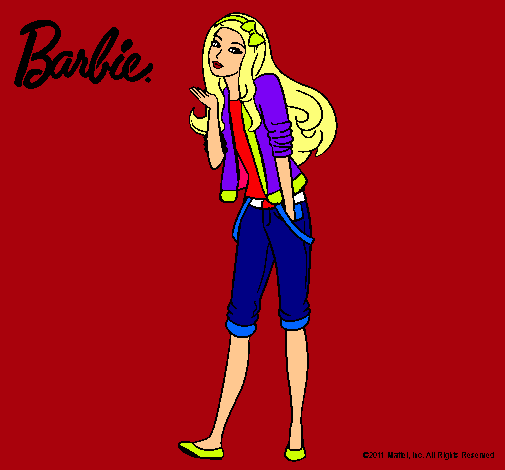 Dibujo Barbie con look casual pintado por clariita