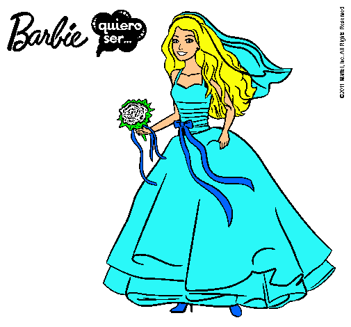 Dibujo Barbie vestida de novia pintado por albuchi